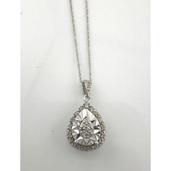 Pear Cut Natural Diamond Pendant Necklace - Picture 5 of 15